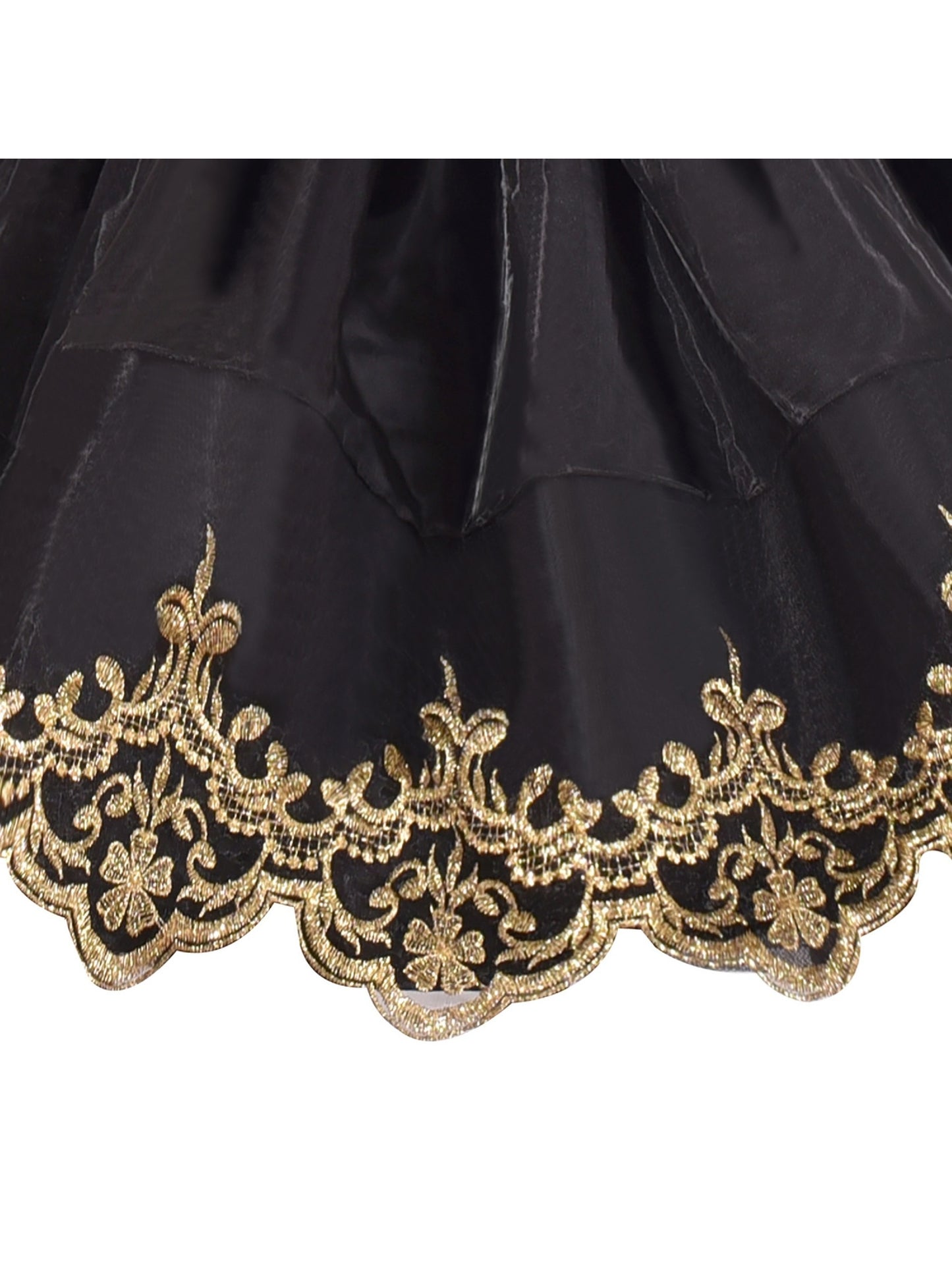Flower Girls Dress Embroidered Butterfly Diamond Pageant Wedding Black