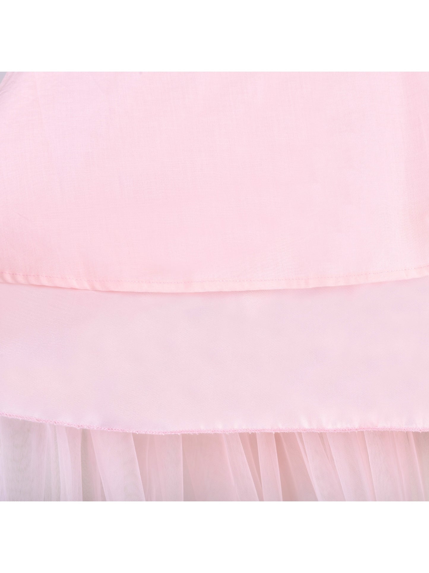 Flower Girls Dress Pink Cake Skirt Pearl Diamond Heart Bodice Backless Pink