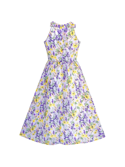Women's Halter Purple Floral Printed Maxi Casual Party Dress Purple