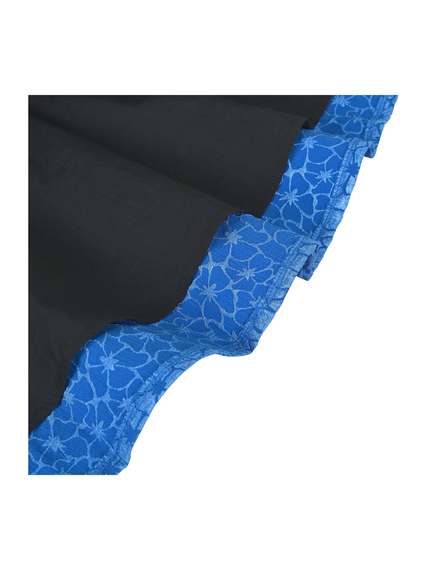 Girls Dress Blue Floral Bow Tie Black Collar Short Sleeve Pleated Party Blue