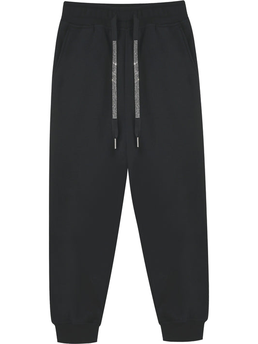 Girls Jogger Pant Cotton Casual Heating Athletic Stretchy Sweatpant Black
