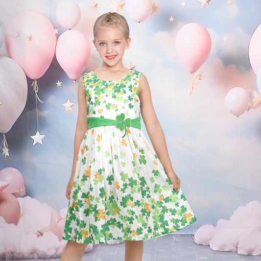 Girls Dress St Patrick Shamrock Lucky Sundress Spring Summer Festive Green