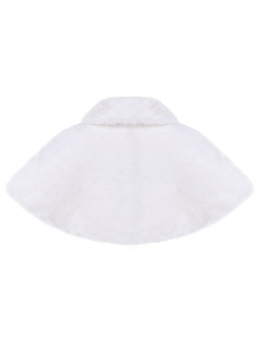 Girls Faux Fur Jacket White Shawl Wrap Bolero Princess Christmas Party Cover Up Warm White