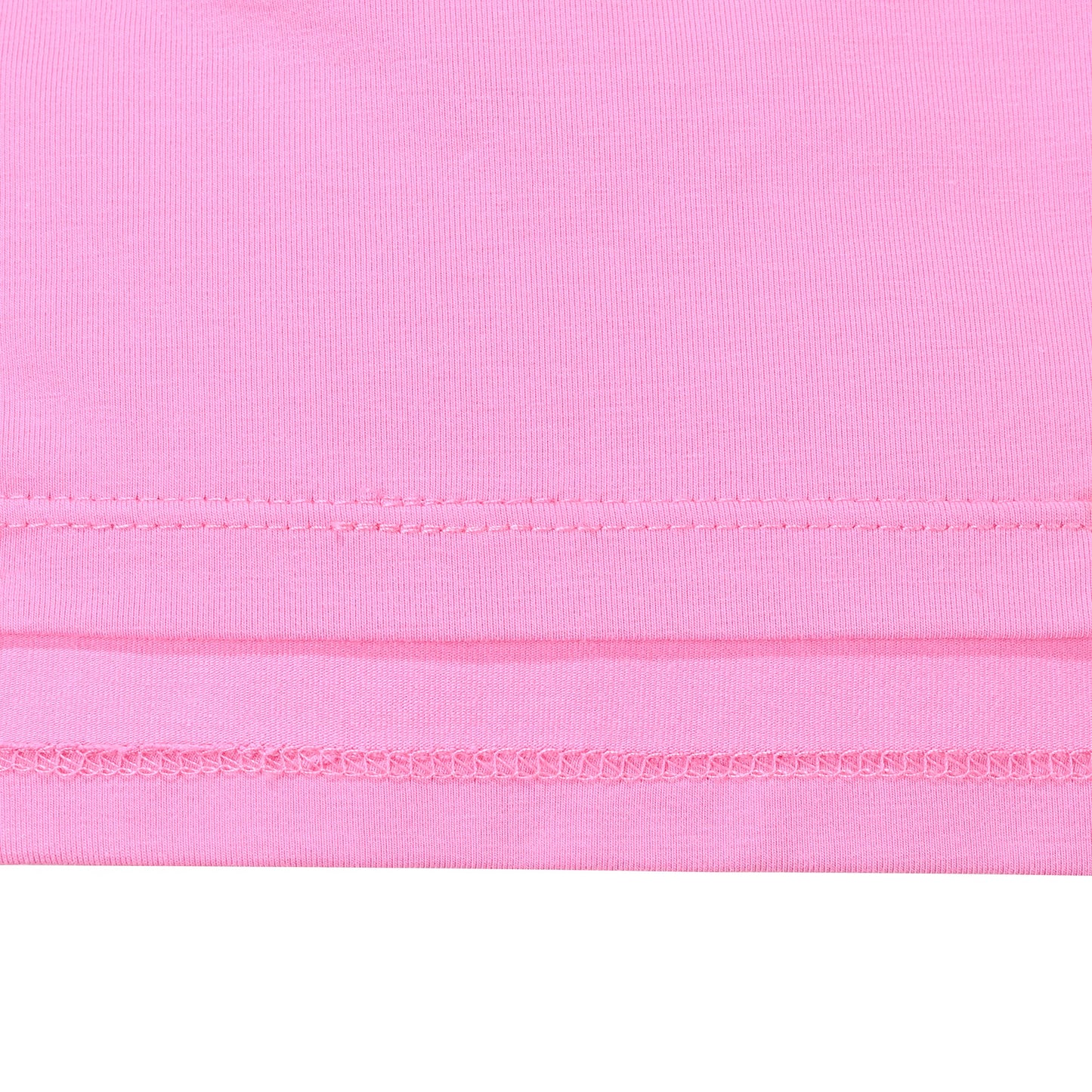 Girls T-shirt Crop Top Pink Lettuce Trim Ribbed Knit Crewneck Daily Pink