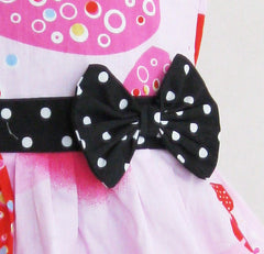 Girls Pink Heart Print Bow Tie Party