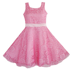 Girls Dress Pink Rose Wedding Pageant Size 4-12 Years