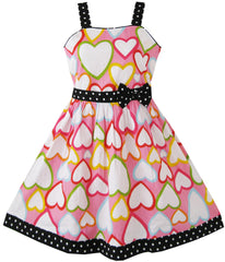 Girls Dress Colorful Heart Print Love Size 4-12 Years