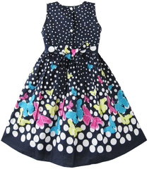 Girls Dress Navy Blue Butterfly Party Princess Size 4-12 Years