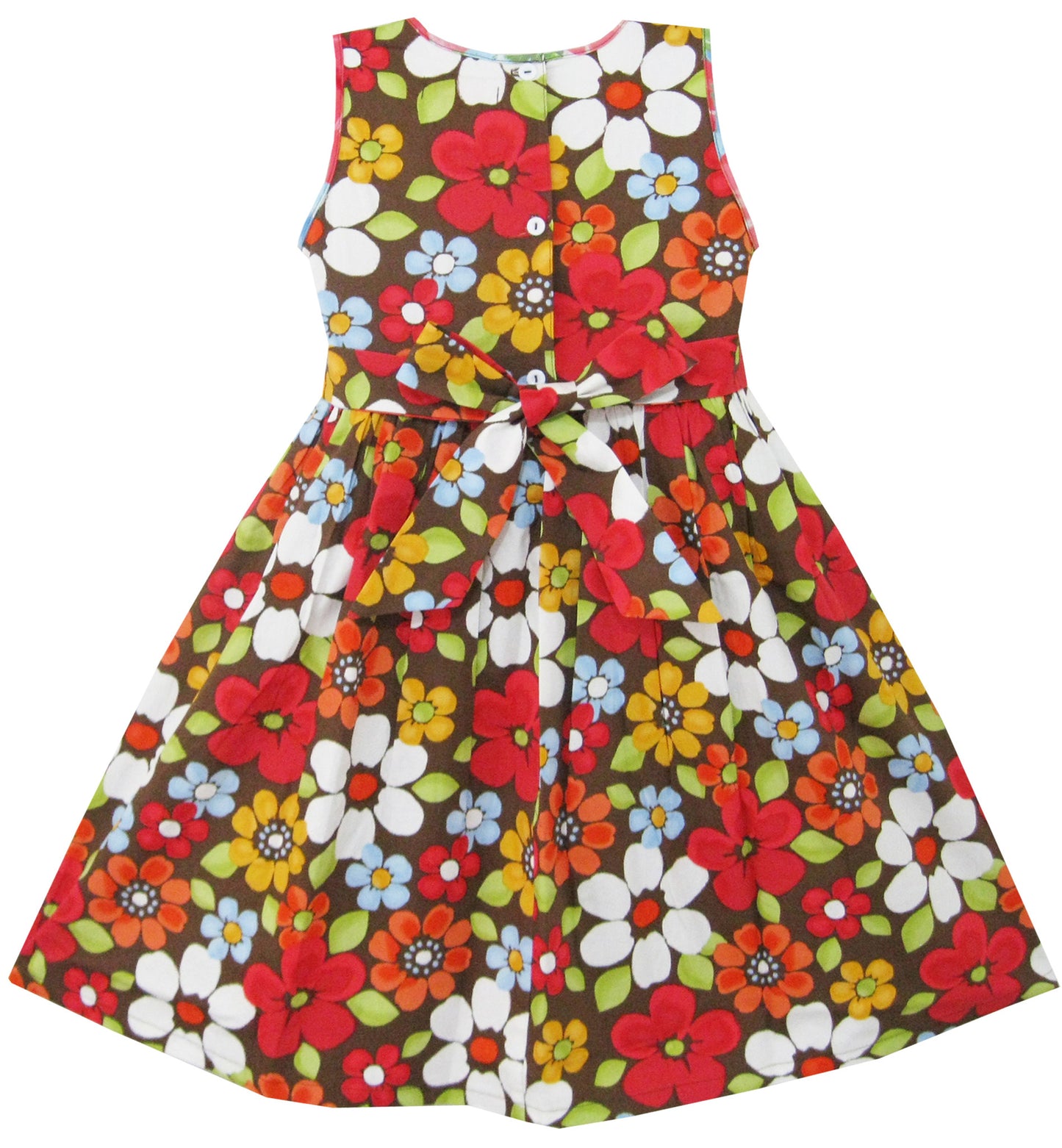Girls Dress Flower Brown Size 4-12 Years