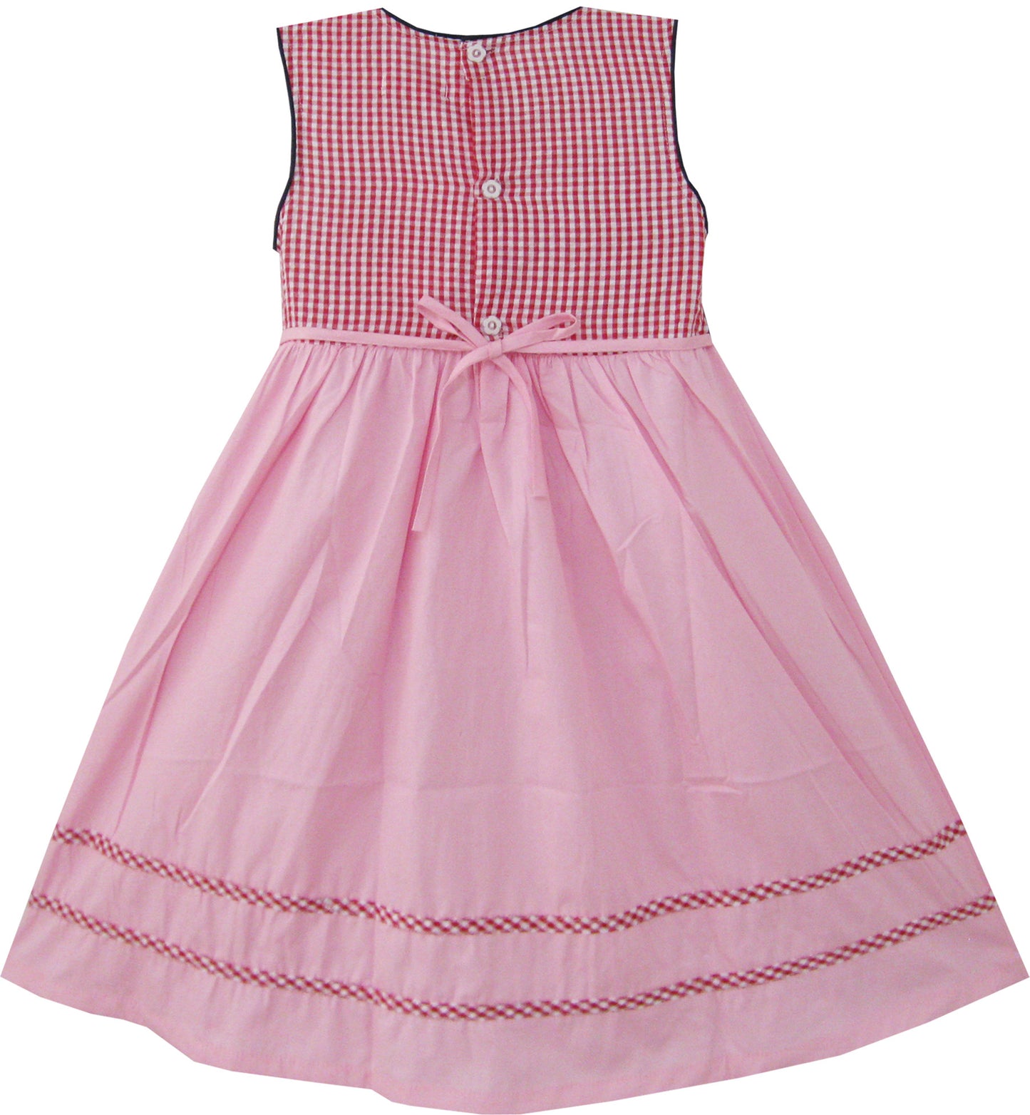 Girls Dress Pink Tartan Embroidered Flower Party Size 4-10 Years
