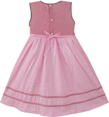 Girls Dress Pink Tartan Embroidered Flower Party Size 4-10 Years
