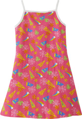 Girls Dress Pink Print A-line Tank Jumper Size 12M-6 Years