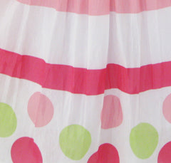 Girls Dress Dot Strip White Green Princess Birthday Size 5-8 Years