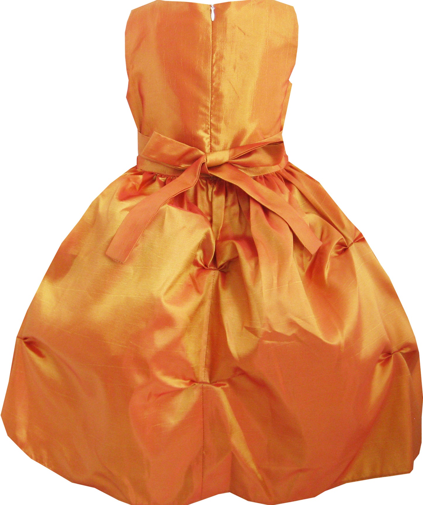 Girls Dress Bronze Pleated Flower Wedding Party Size 4-12 Years