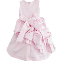 Girls Dress Pink Flower Trimmed Wedding Children Clothes Size 12M-5 Years