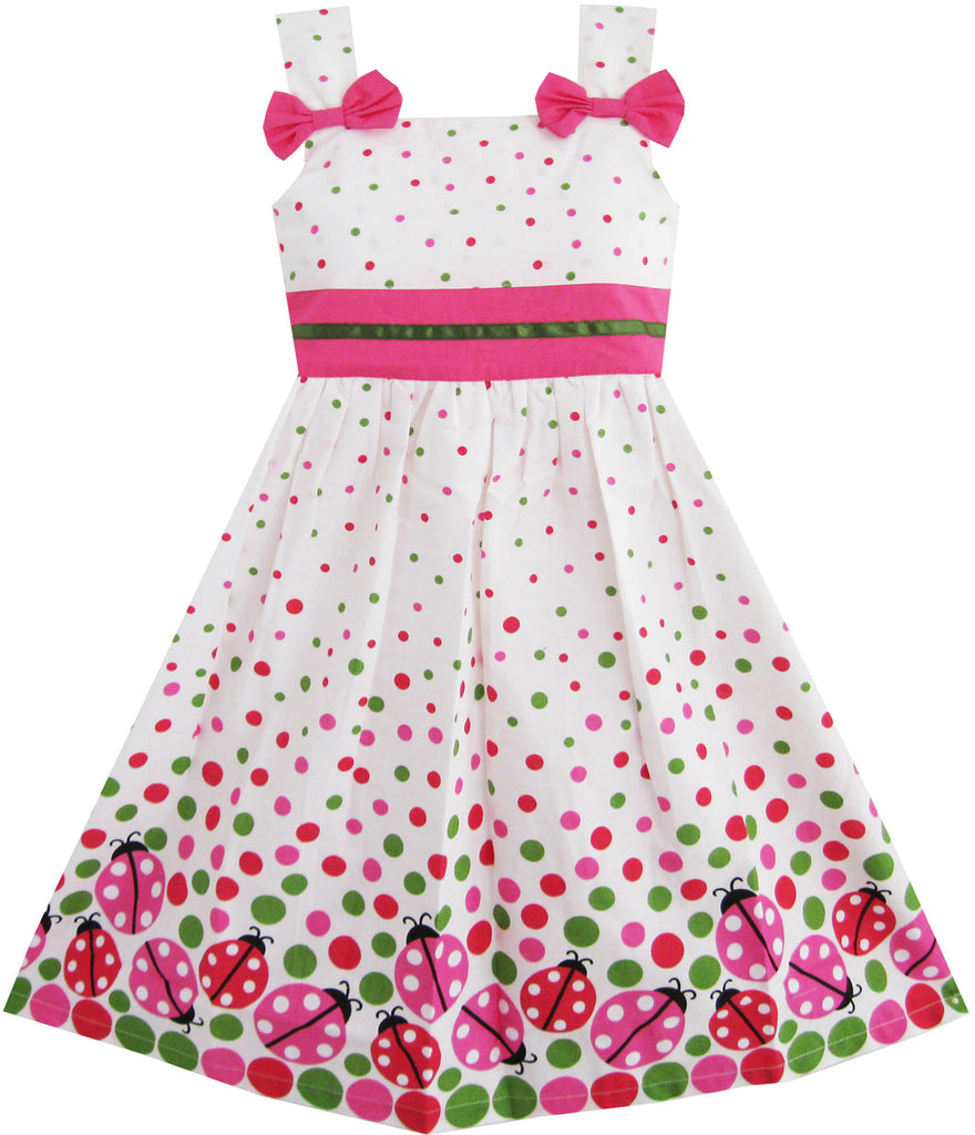 Girls Dress Bug Print Colorful Dot Size 2-8 Years