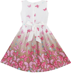 Girls Dress Brown Butterfly Double Bow Tie Party Size 4-12 Years