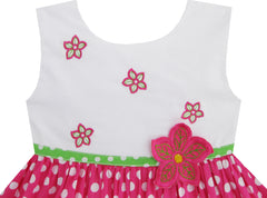 Girls Dress Dot Flower Embroidered Size 2-10 Years