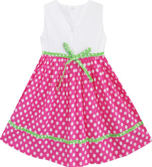 Girls Dress Dot Flower Embroidered Size 2-10 Years