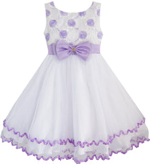 Girls Dress Flower Tulle Pleated Wedding Party Size 2-14 Years