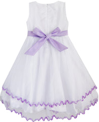 Girls Dress Flower Tulle Pleated Wedding Party Size 2-14 Years