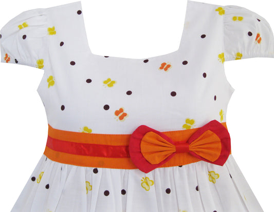 Girls Dress Short Sleeve Butterfly Dot School Size 12M-10 Years