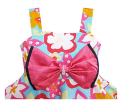 Girls Dress Orange Tank Flower Bow Tie Party Beach Sundress Child Size 3-7 Years