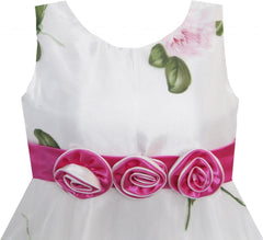 Girls Dress Red Flower Shinning Tulle Trimmed Wedding Pageant Size 2-10 Years