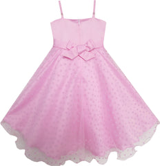 Girls Dress Flower Pink Rose Tank Wedding Pageant Size 5-8 Years