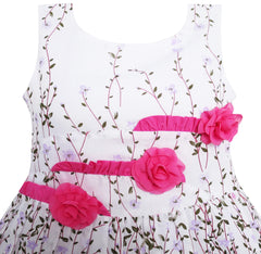 Girls Dress 3 Pink Flower Leaves School Party Size 6-14 Years