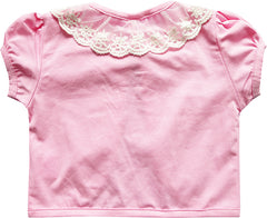 Girls Dress Pink Top Vest Shrug Lace Flower Pearl Short Sleeve Kids Size 2-10 Years