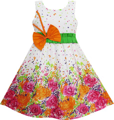 Girls Dress Butterfly Bow Tie Floral Birthday Size 4-12 Years