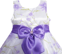 3 Layers Girls Dress Diamond Bow Tie Purple Girl Size 2-10 Years