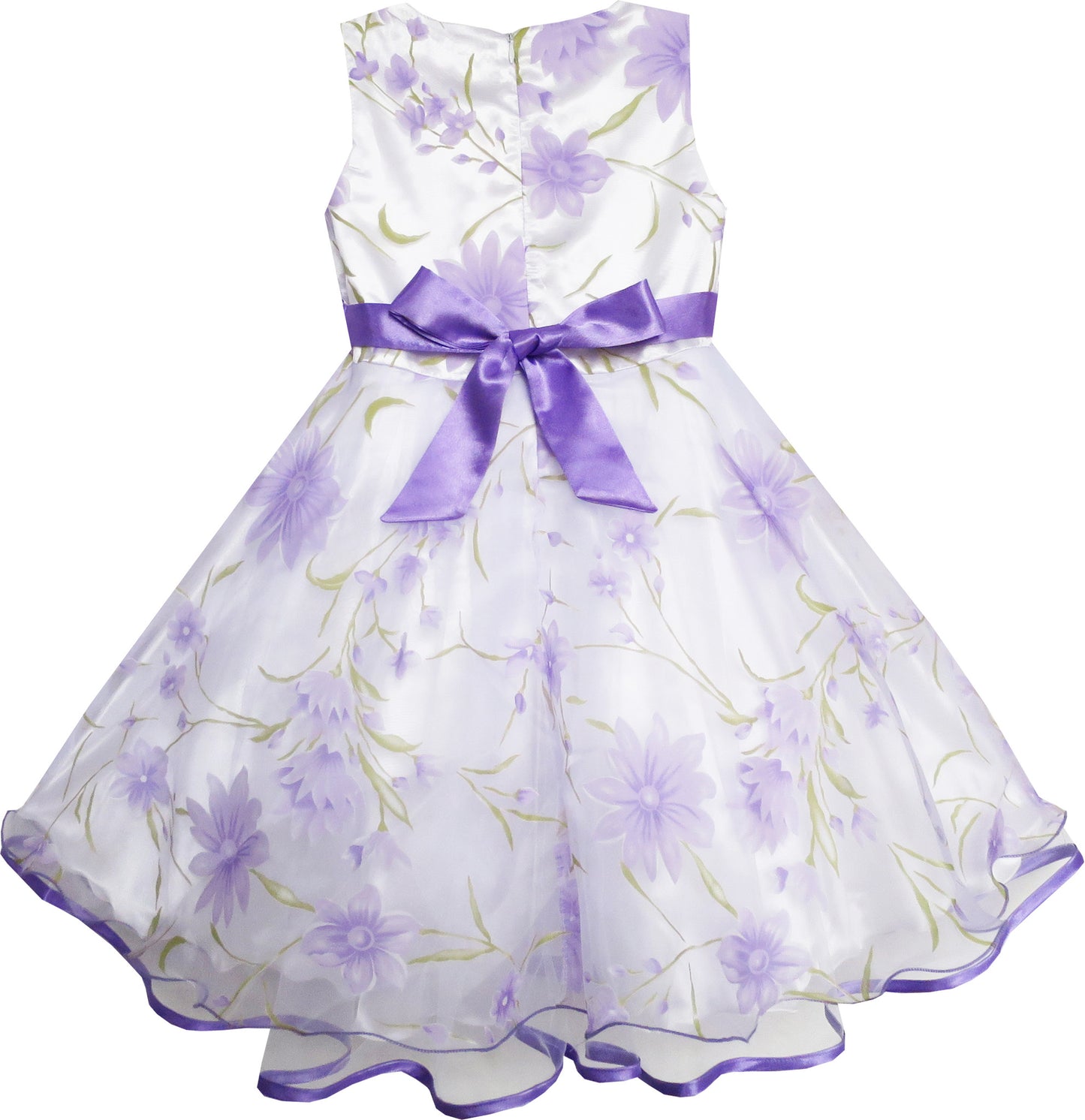 3 Layers Girls Dress Diamond Bow Tie Purple Girl Size 2-10 Years