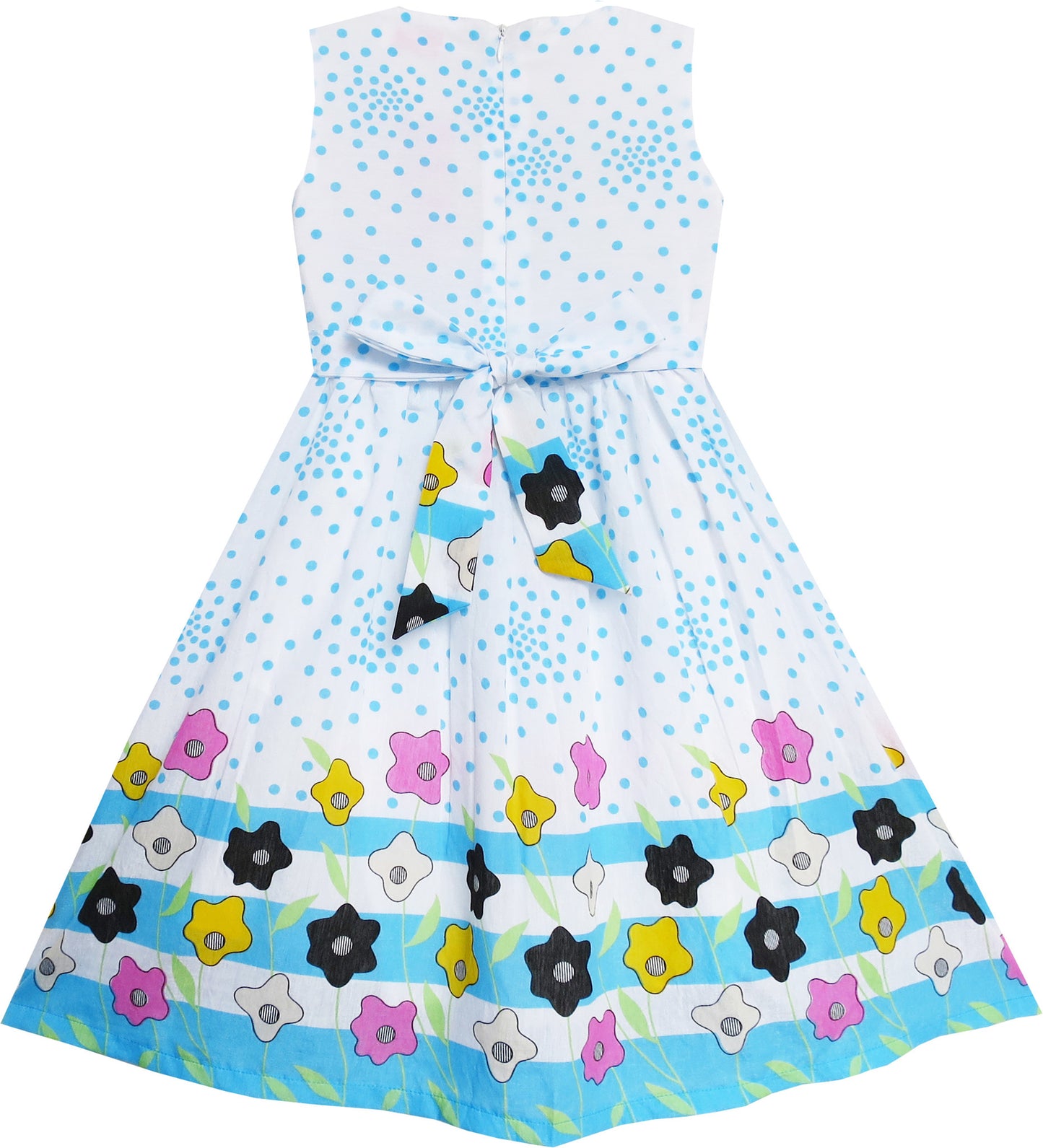 Girls Dress Blue Lined Flower Cute Party Summer Size 4-12 Years