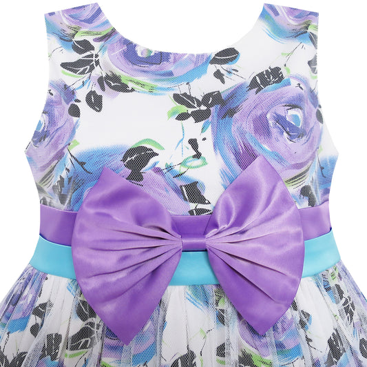 Girls Dress Purple Flower Tulle Wedding Birthday Pageant Dress Size 2-10 Years