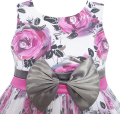 Girls Dress Pink Brown Flower Tulle Wedding Birthday Pageant Dress Size 2-10 Years