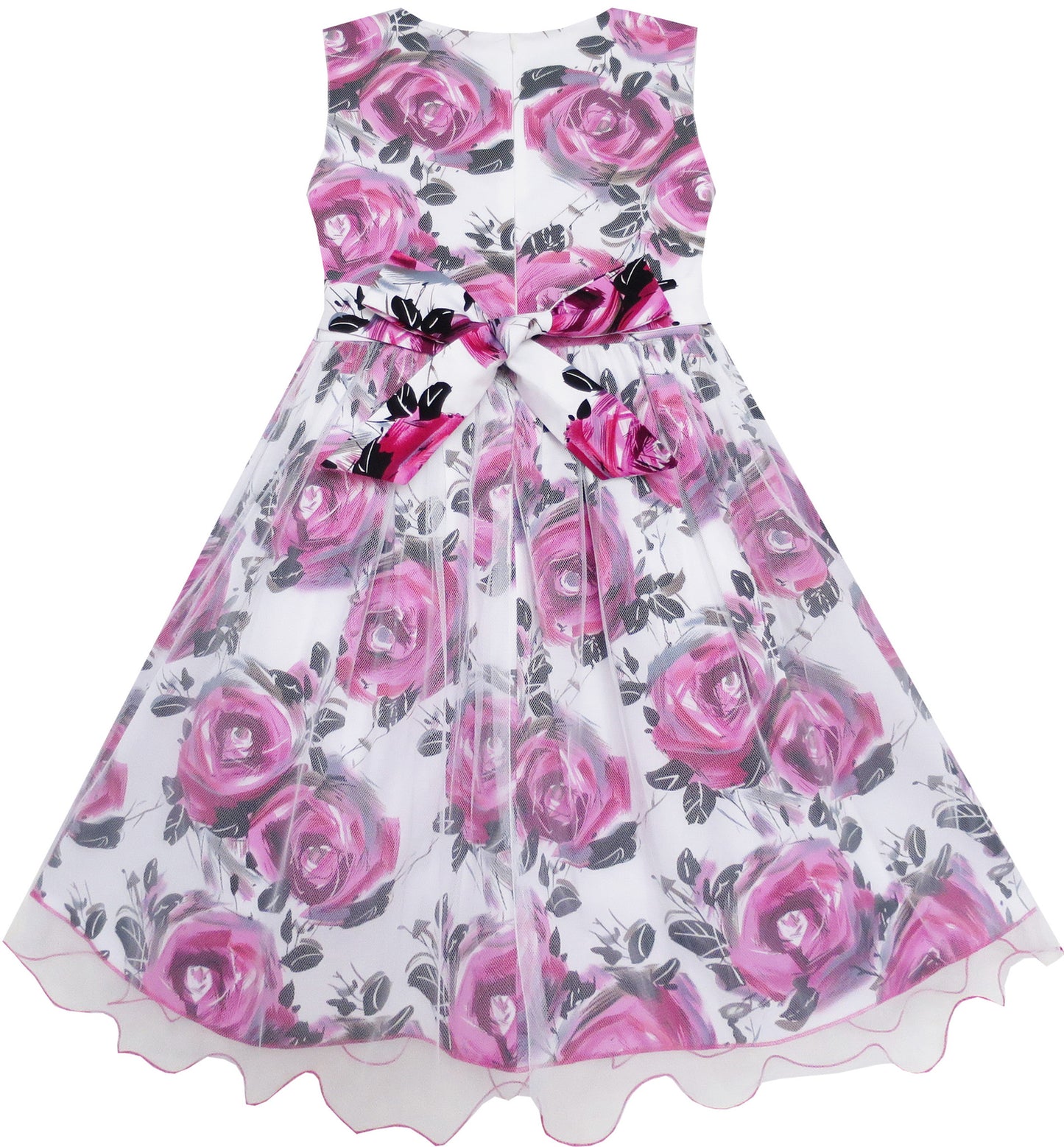 Girls Dress Pink Brown Flower Tulle Wedding Birthday Pageant Dress Size 2-10 Years