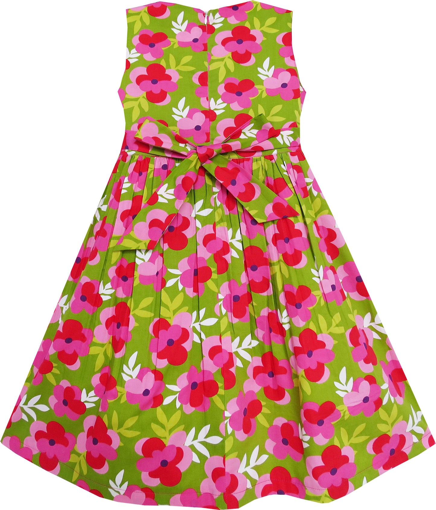 Girls Dress Green Double Bow Tie Flower Beach Size 4-12 Years