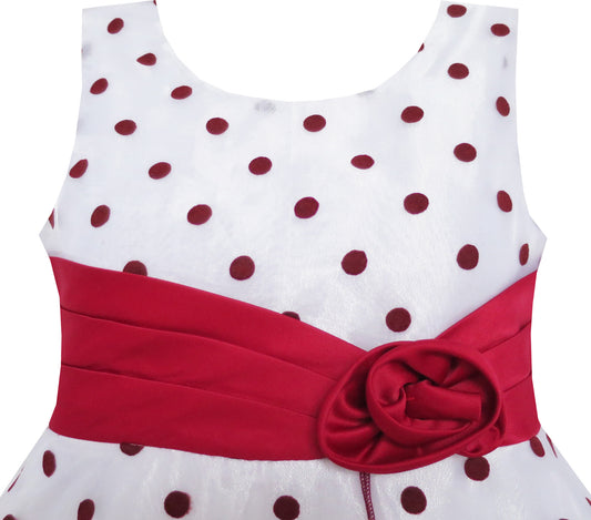 Girls Dress Wine Dot Tulle Party Pageant Unique Design Size 4-12 Years