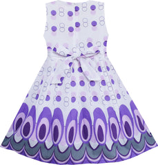 Girls Dress Peacock Tail Dot Purple Party Birthday Size 4-12 Years