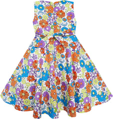 Girls Dress Flower Vintage Blue Birthday Party Size 6-12 Years