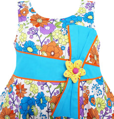 Girls Dress Flower Vintage Blue Birthday Party Size 6-12 Years