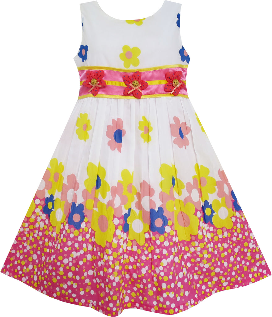 Girls Dress 3 Flower Dancing Colorful Holiday Size 4-10 Years