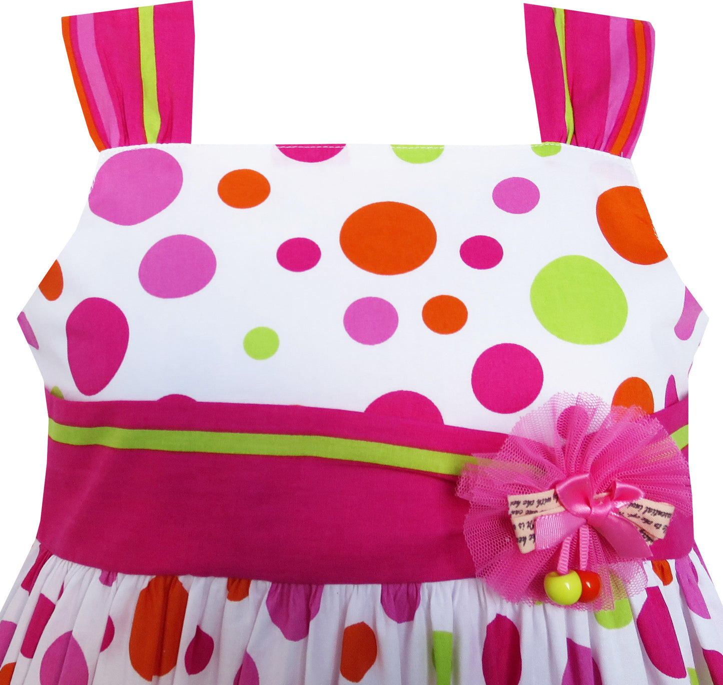 Girls Dress Cute Bow Tie Polka Dot Sleeveless Pink Size 3-8 Years
