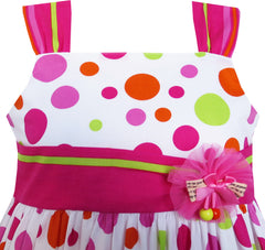 Girls Dress Cute Bow Tie Polka Dot Sleeveless Pink Size 3-8 Years