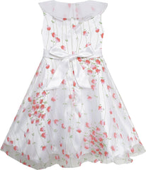 Girls Dress Pink Flower Tulle Pageant Party Holiday Size 4-10 Years