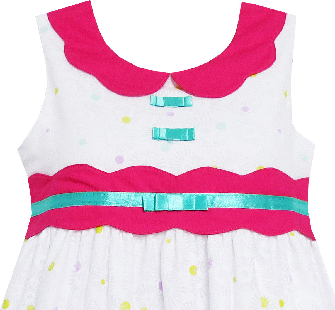 Girls Dress Turn-Down Collar Flower Yard Print Purple Size 3-8 Years