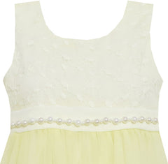 Girls Dress Lace Bodice Hi Lo Maxi Dress With Beading Yellow Size 4-12 Years