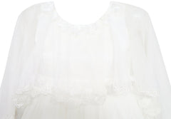 Girls Dress Wedding Flower Girl Lace Tulle With Shawl White Size 4-10 Years